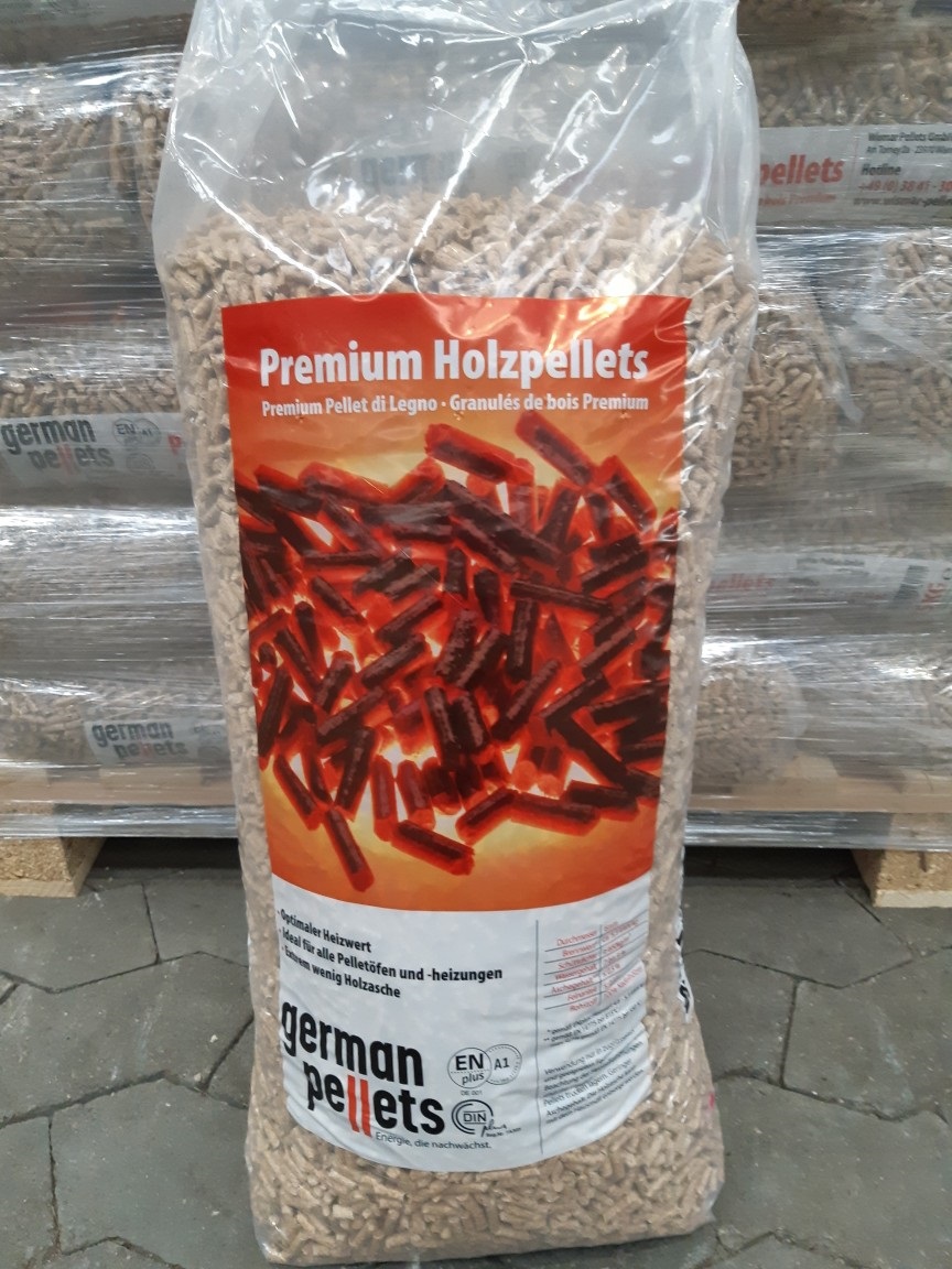 German Pellets 6mm, 990kg i 15kg poser Træpiller 6mm S.F Handel